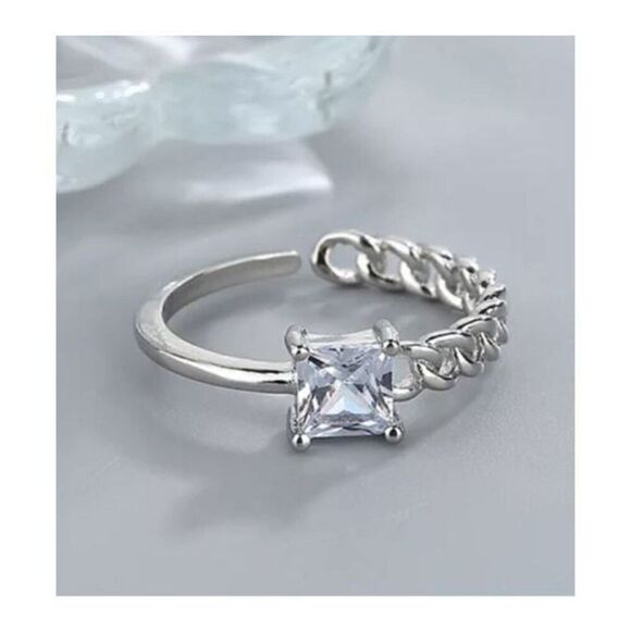 The Multi Ring adjustable 925 half link ring with cubic zirconia - Picture 3 of 4